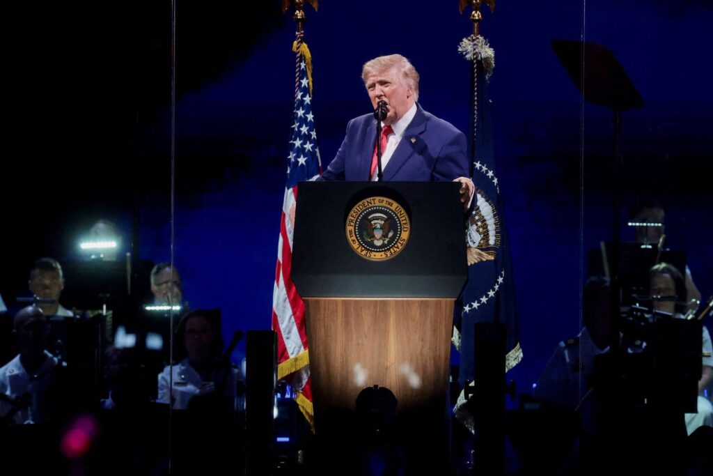 Trump lauds Americans in storm-delayed 250th anniversary speech | Newsfeed