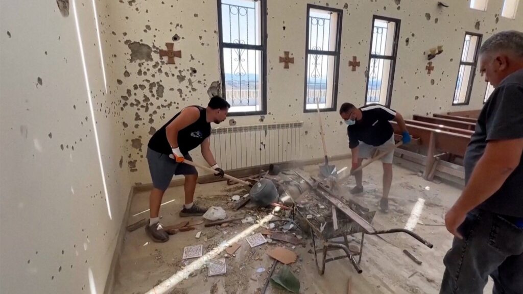 Local volunteers help rebuild destroyed Christian monastery in Lebanon | Israel attacks Lebanon