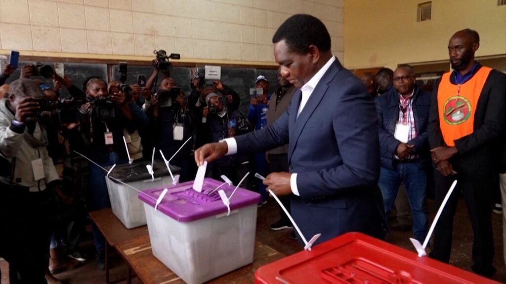 Zambian president Hichilema votes as he seeks second term | Newsfeed
