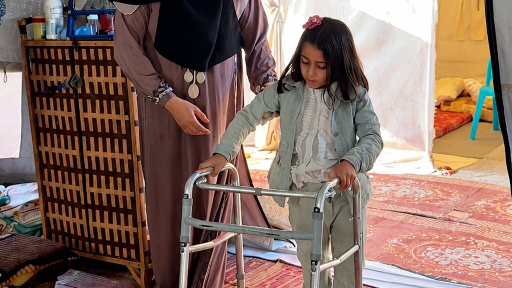 Girl disabled by Israeli strike urges wheelchairs be let into Gaza | Israel-Palestine conflict